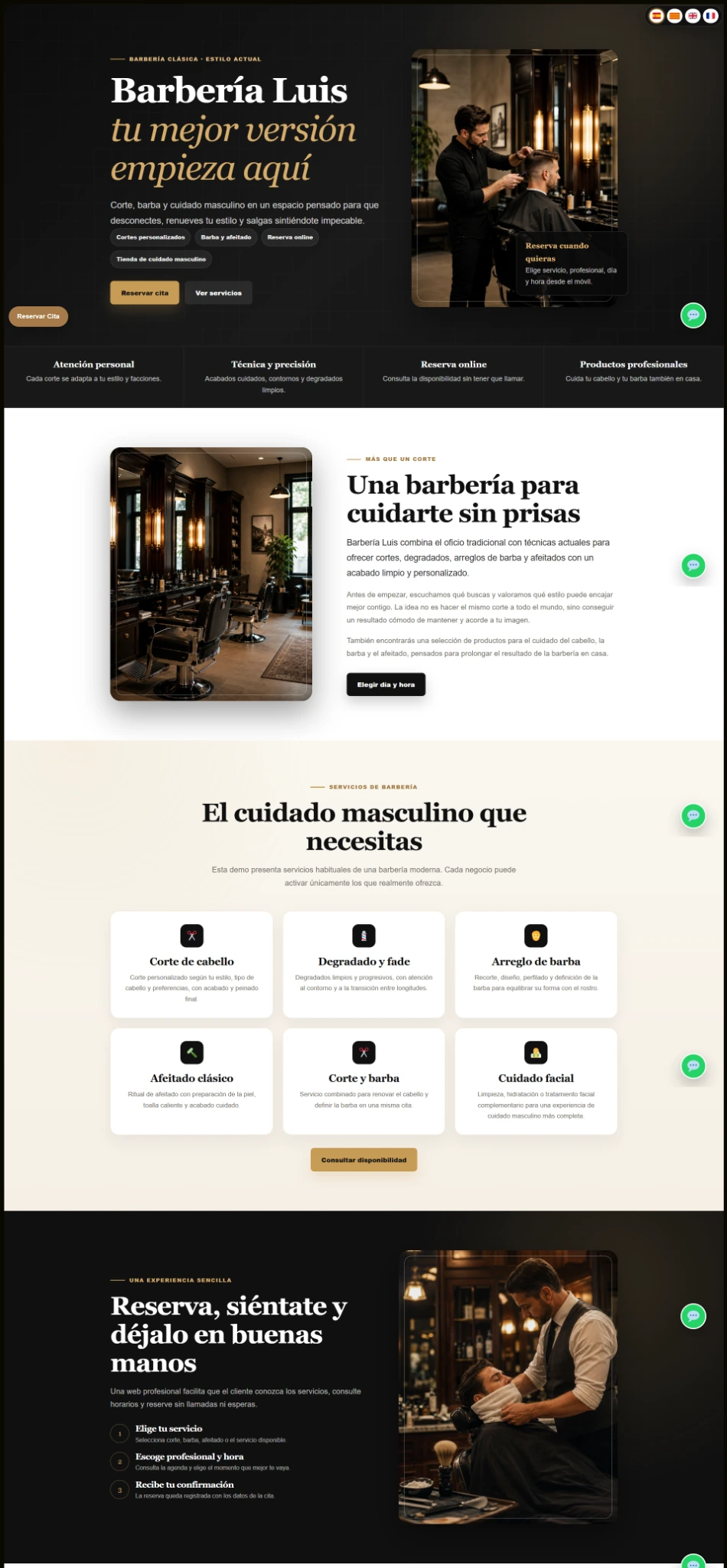 Página de presentación de Barbería Luis